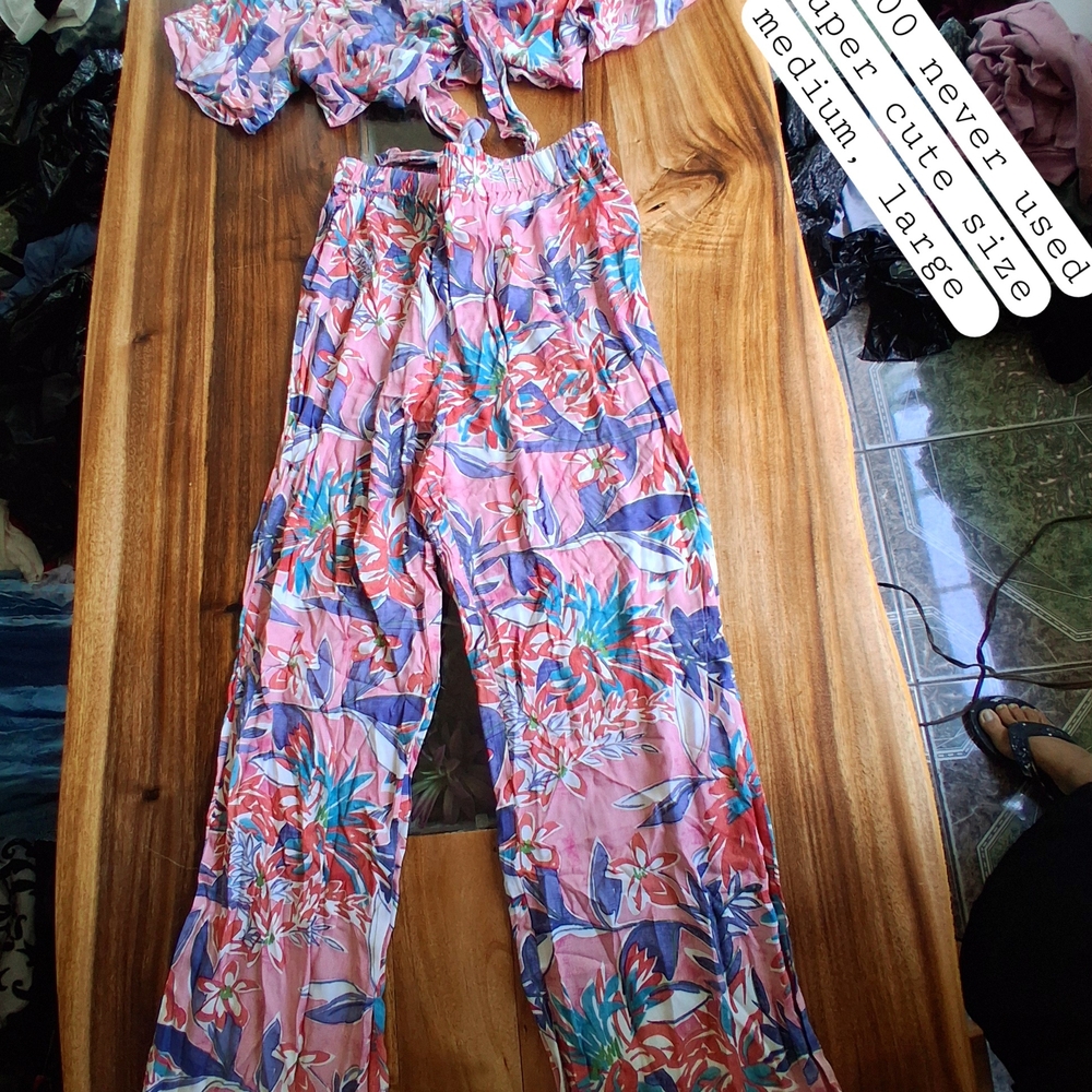 Unk Floral Wide Leg Jumpsuit - Pink and Blue